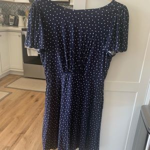 Loft Navy polka dot dress